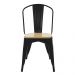 Cadeira Para Mesa De Jantar Cozinha Sala Tolix Metal Industrial Com Assento De Madeira