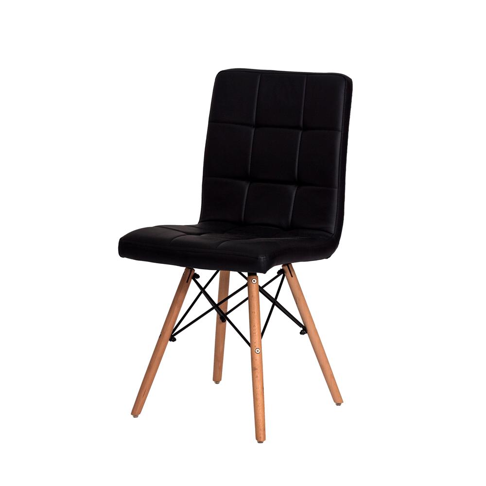 Cadeira para Sala de Jantar Gomos com Base de Madeira Preta