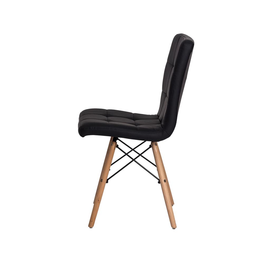 Cadeira para Sala de Jantar Gomos com Base de Madeira Preta