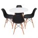 Conjunto Mesa Redonda Eiffel 70cm Branca com 4 Cadeiras Eifffel Preta