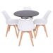 Conjunto Mesa Redonda Eiffel 70cm Preta com 4 Cadeiras Saarinen Branca