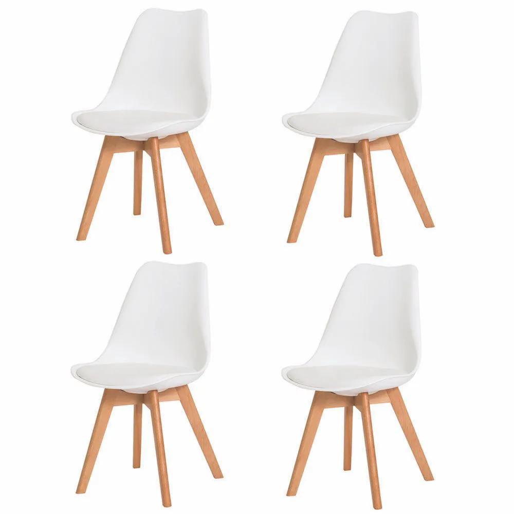 Conjunto Mesa Redonda Eiffel 70cm Preta com 4 Cadeiras Saarinen Branca