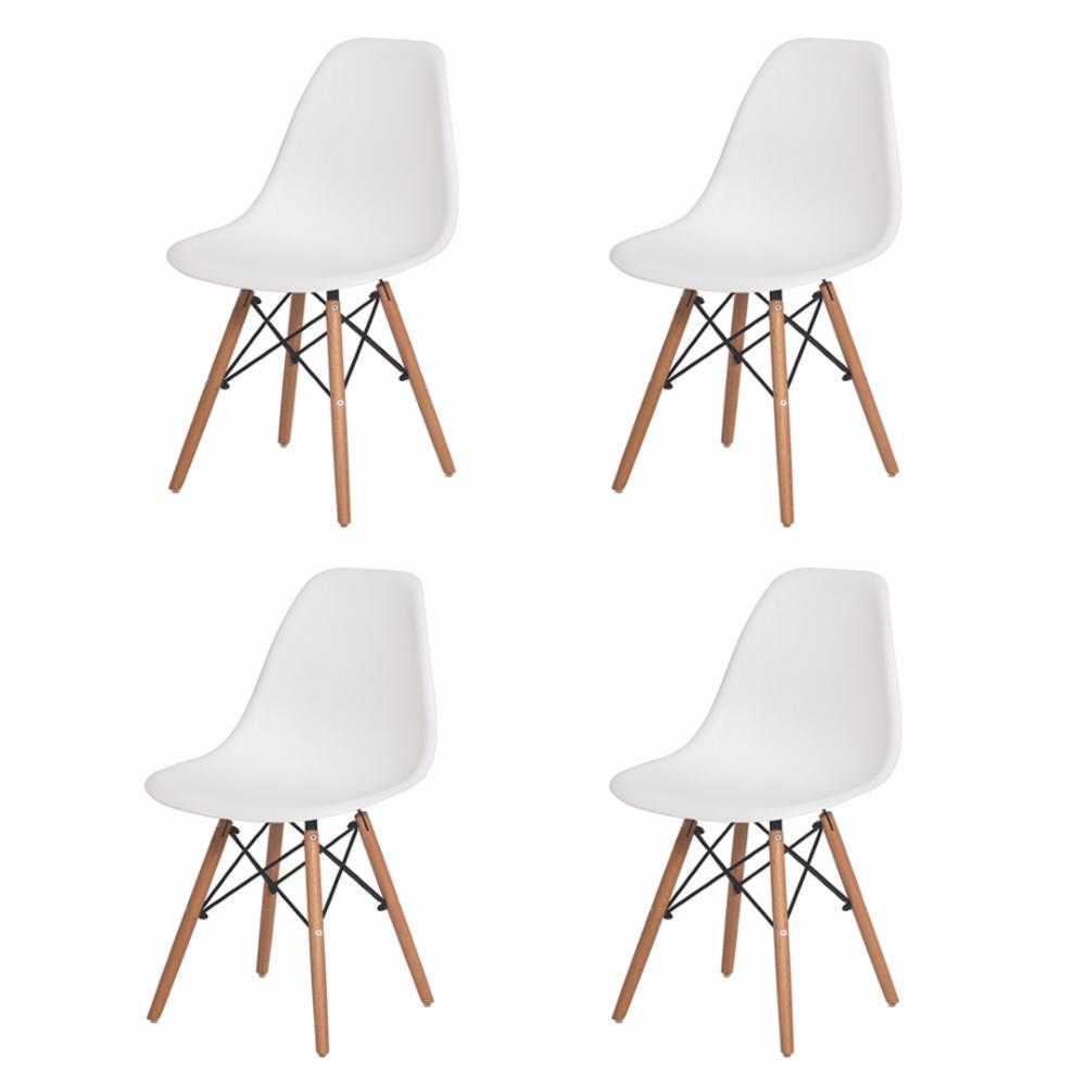 Conjunto Mesa Redonda Eiffel 70cm com 4 Cadeiras Eiffel Branca