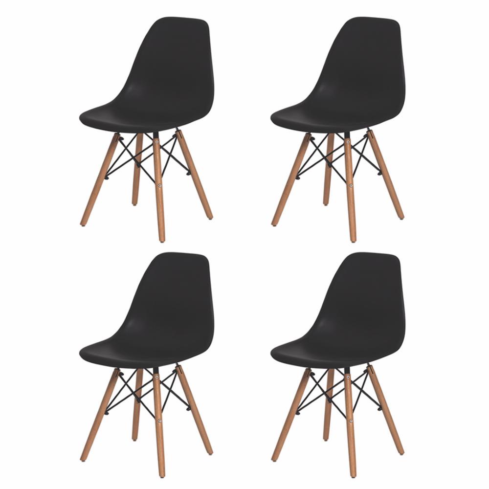Conjunto Mesa Redonda Eiffel 70cm com 4 Cadeiras Eiffel Preta
