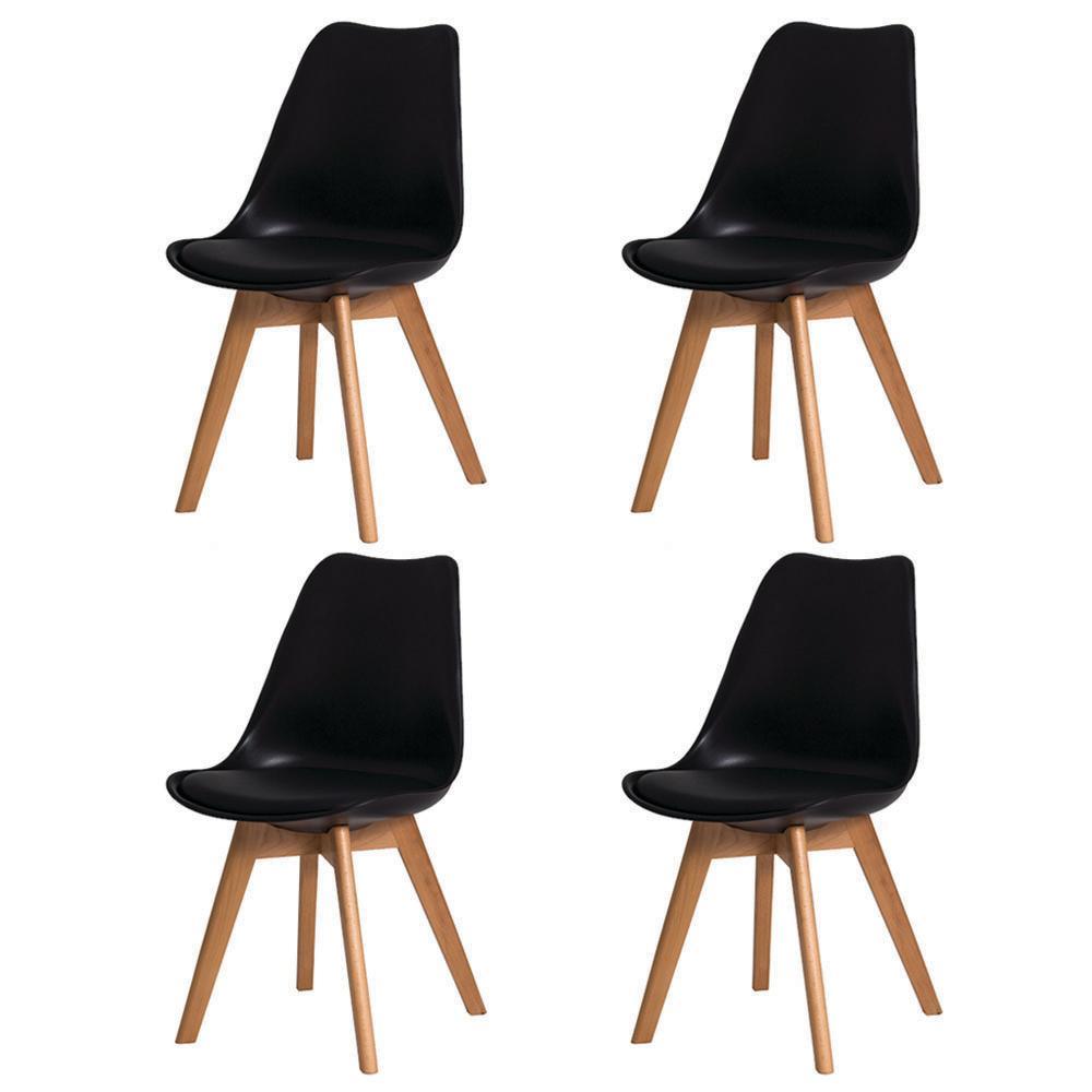 Conjunto Mesa Redonda Eiffel Branca 70cm com 4 Cadeiras Saarinen Preta