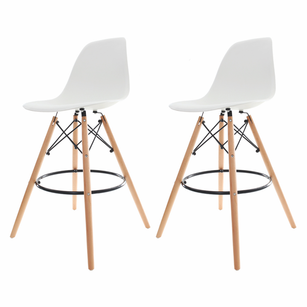 Kit 2 Banquetas Alta Charles Eames Eiffel Branca