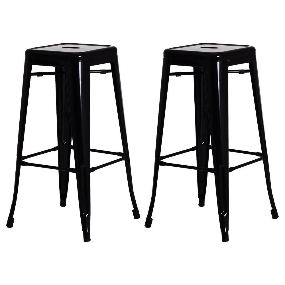 Kit 2 Banquetas Alta Para Bar Balcão Bancada Pub Bistrô Cozinha Americana Tolix Iron Industrial