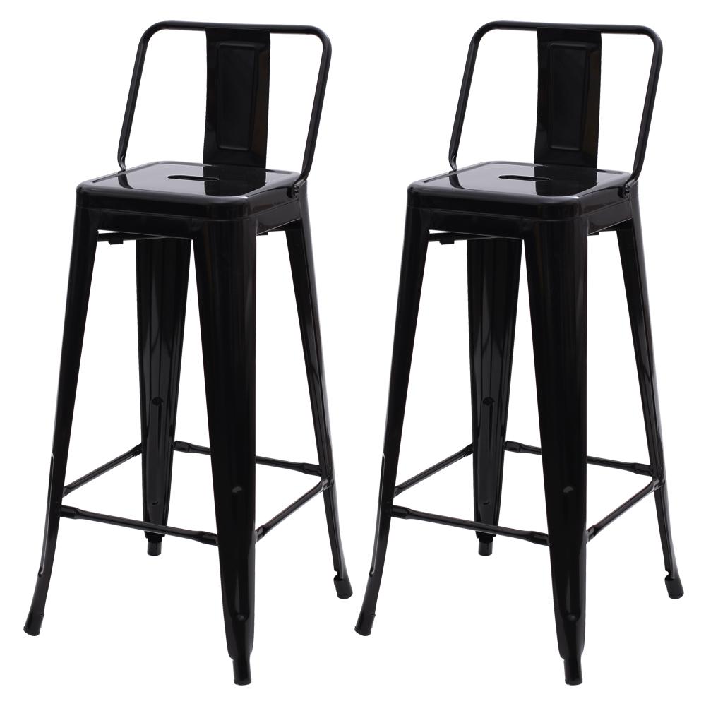 Kit 2 Banquetas Altas com Encosto Tolix Iron Preto