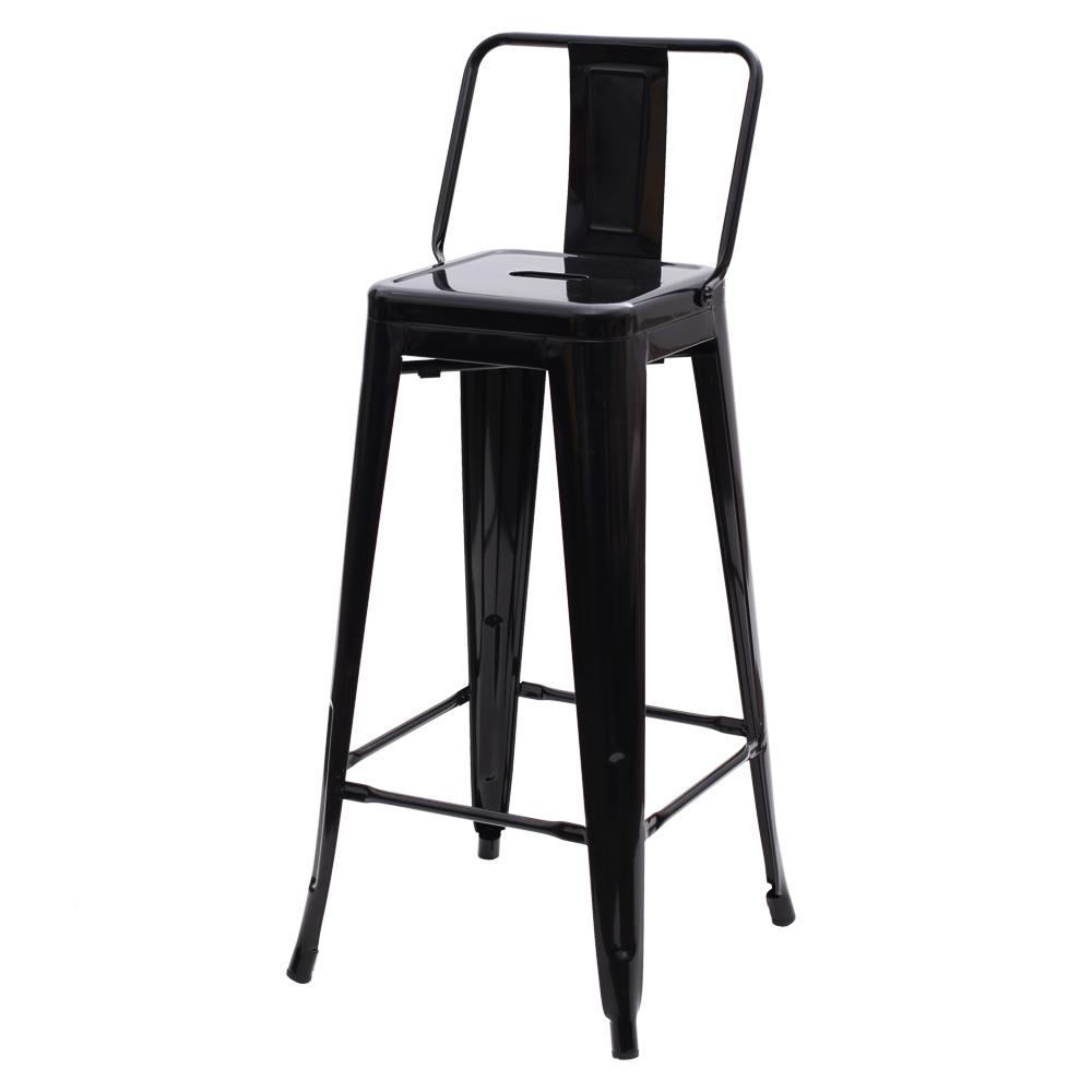 Kit 2 Banquetas Altas com Encosto Tolix Iron Preto