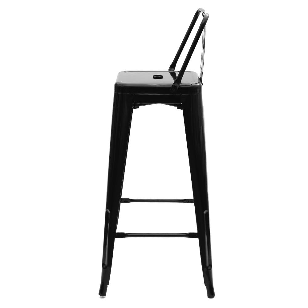 Kit 2 Banquetas Altas com Encosto Tolix Iron Preto