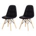 Kit 2 Cadeiras Charles Eames Eiffel Botone Base Madeira Preta