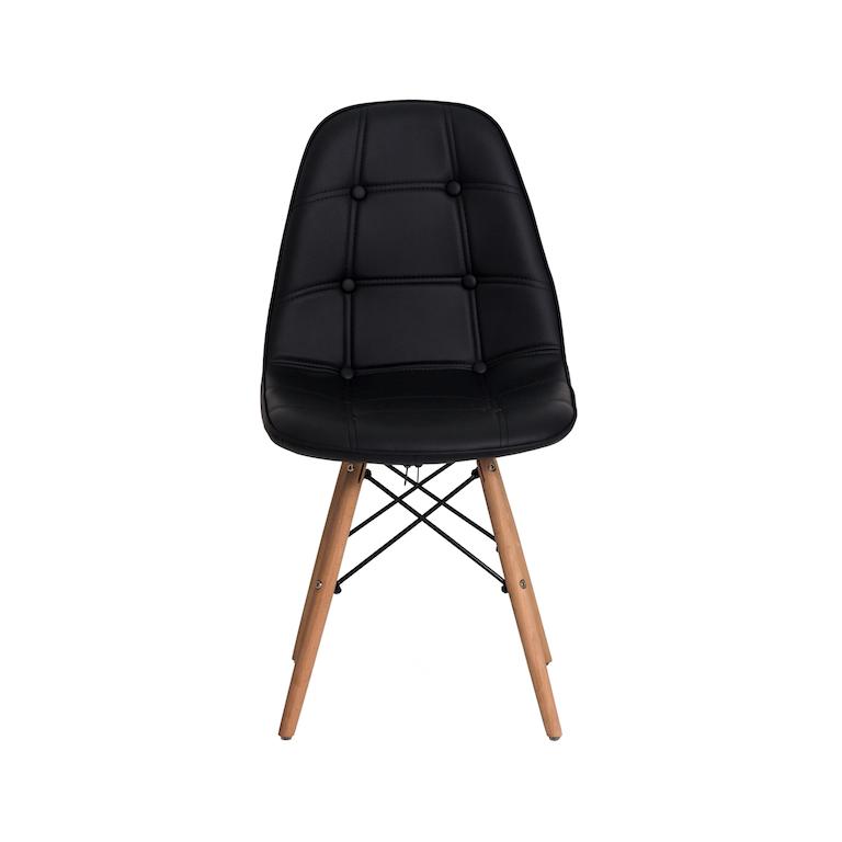 Kit 2 Cadeiras Charles Eames Eiffel Botone Base Madeira Preta