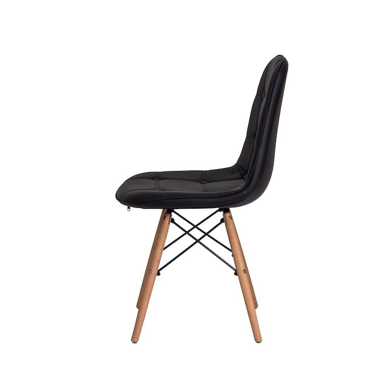 Kit 2 Cadeiras Charles Eames Eiffel Botone Base Madeira Preta
