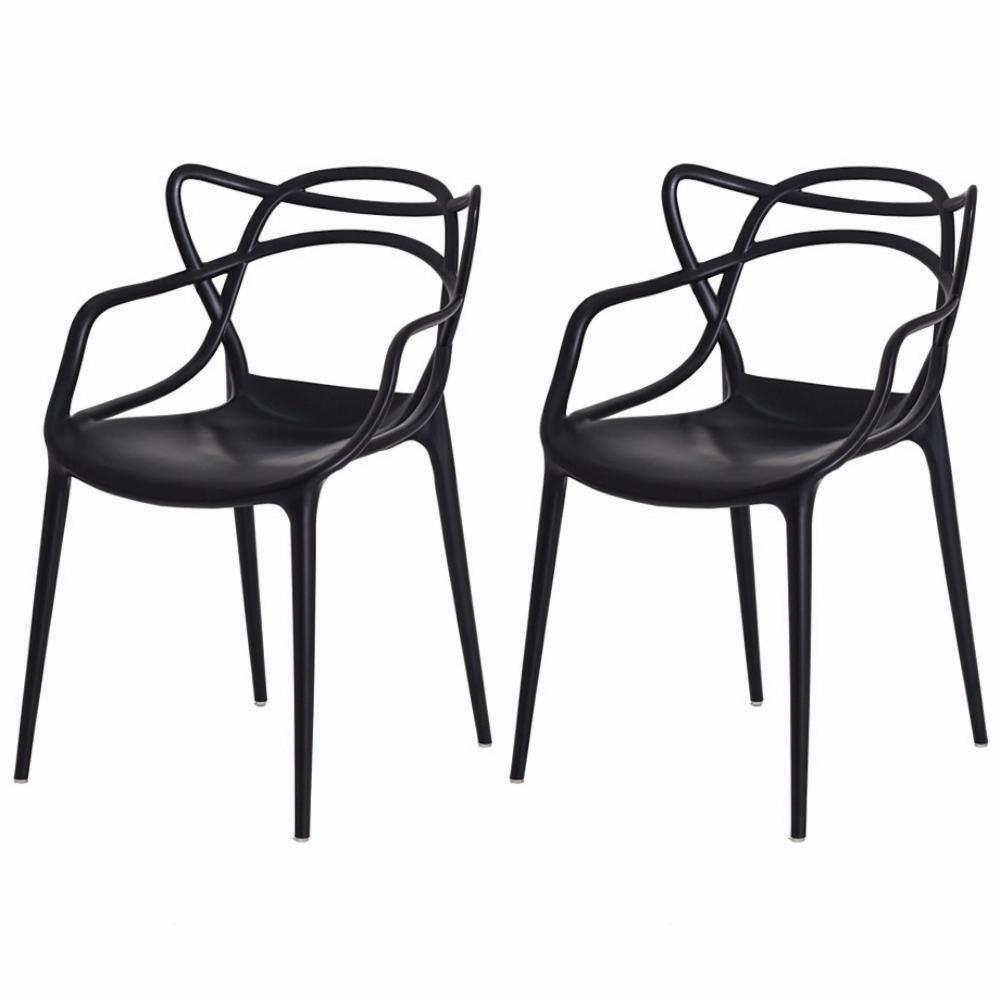 Kit 2 Cadeiras para Sala de Jantar Allegra Empilháveis Pretas