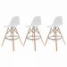 Kit 3 Banquetas Altas Para Bar Cozinha Charles Eames Eiffel Preta - Branco