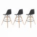 Kit 3 Banquetas Altas Para Bar Cozinha Charles Eames Eiffel Preta - Preto