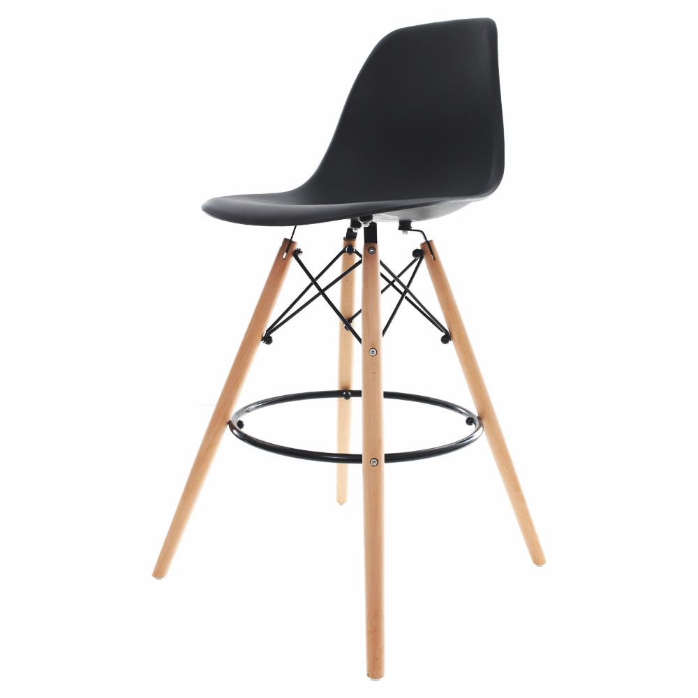 Kit 3 Banquetas Altas Para Bar Cozinha Charles Eames Eiffel Preta - Preto