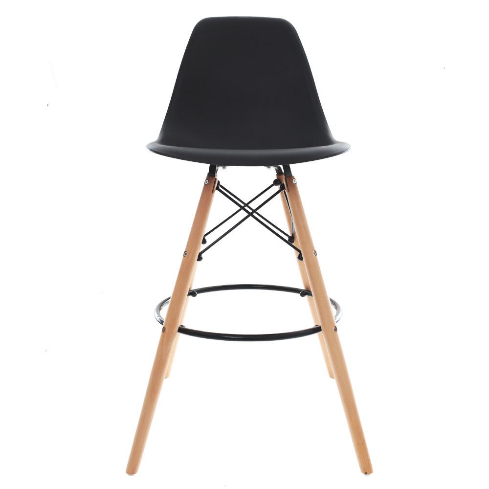 Kit 3 Banquetas Altas Para Bar Cozinha Charles Eames Eiffel Preta - Preto