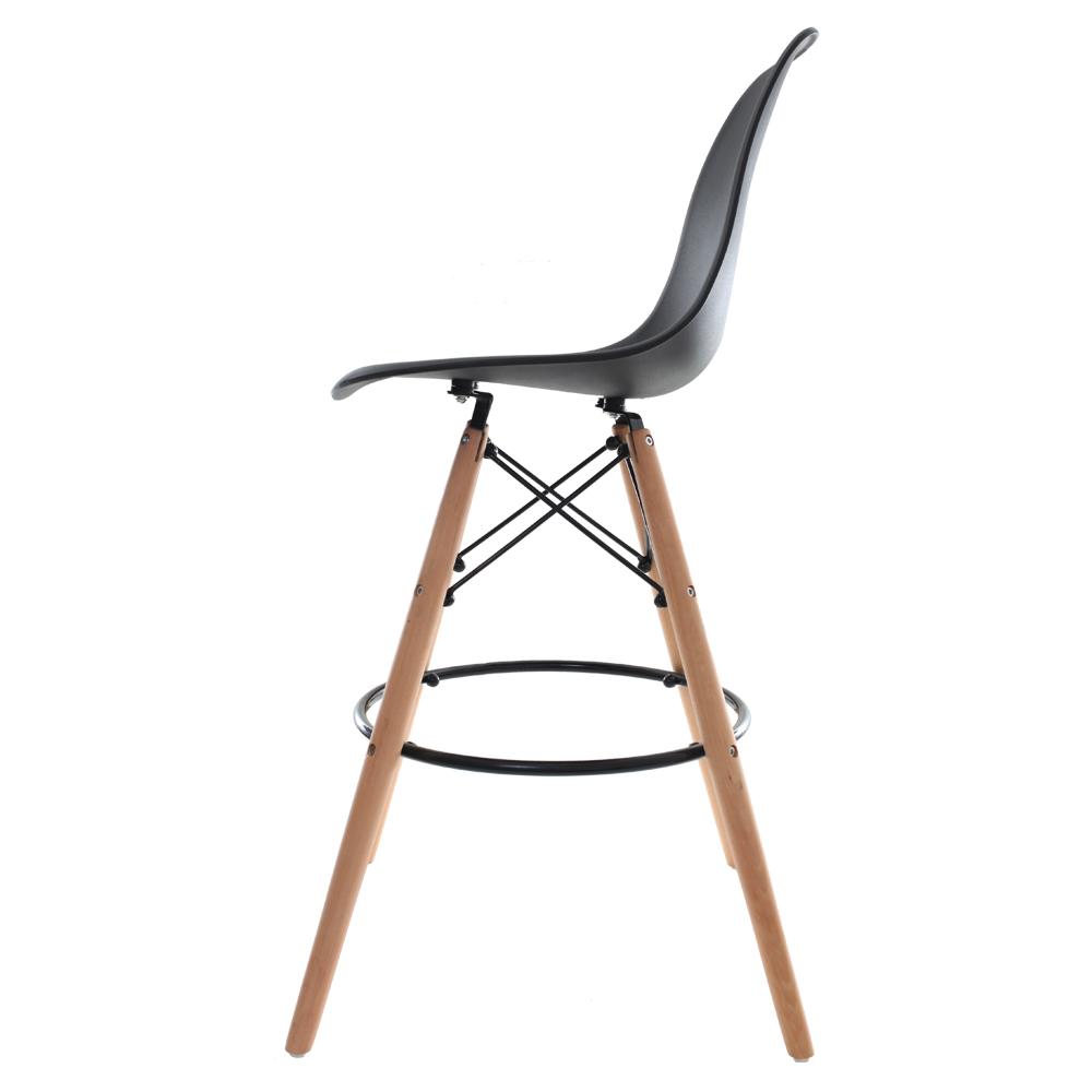 Kit 3 Banquetas Altas Para Bar Cozinha Charles Eames Eiffel Preta - Preto