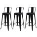 Kit 3 Banquetas Altas com Encosto Tolix Iron Preto