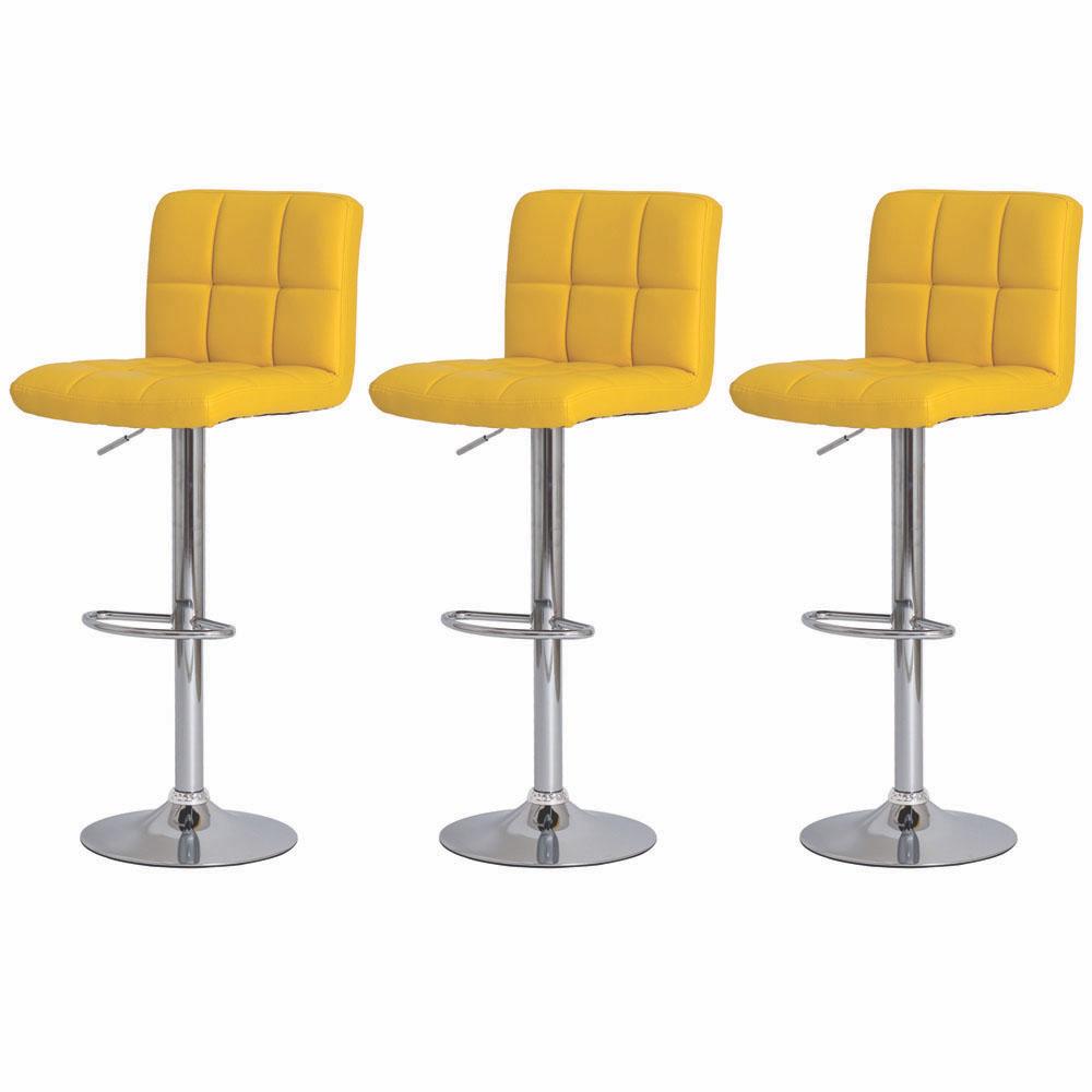 Kit 3 Banquetas Giratórias Gomos Amarela