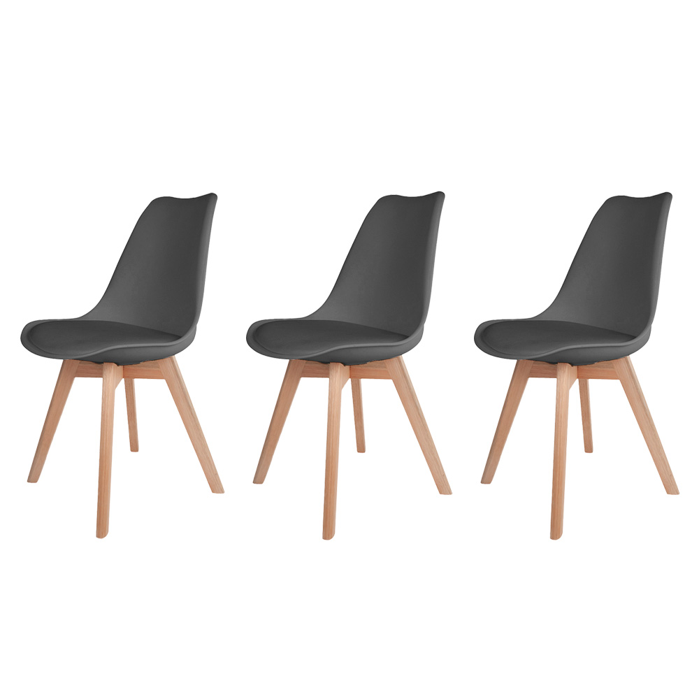 Kit 3 Cadeiras para Mesa De Jantar Saarinen Design Cinza