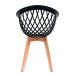 Kit 3 Cadeiras para Sala de Jantar com Base de Madeira Web Preta