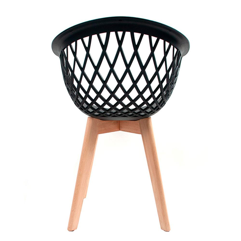 Kit 3 Cadeiras para Sala de Jantar com Base de Madeira Web Preta
