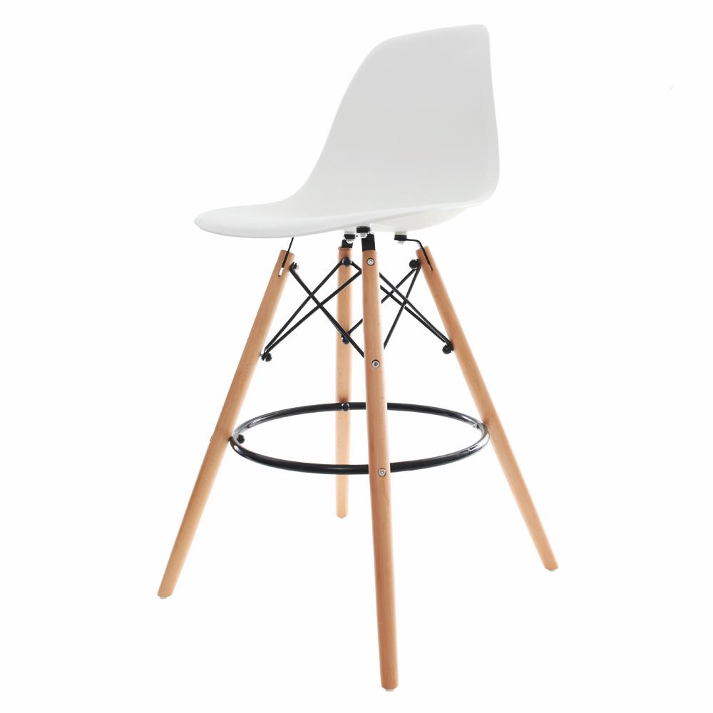 Kit 4 Banquetas Altas Para Bar Cozinha Charles Eames Eiffel - Branco