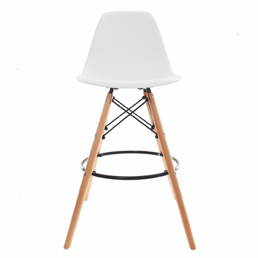 Kit 4 Banquetas Altas Para Bar Cozinha Charles Eames Eiffel - Branco
