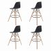 Kit 4 Banquetas Altas Para Bar Cozinha Charles Eames Eiffel - Preto