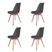 Kit 4 Cadeiras para Sala de Jantar com Base de Madeira Saarinen Cinza