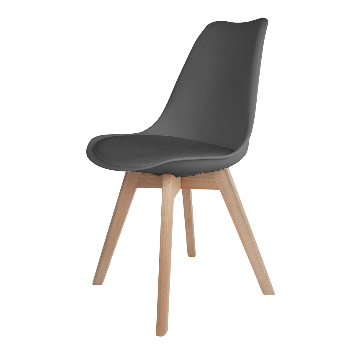 Kit 4 Cadeiras para Sala de Jantar com Base de Madeira Saarinen Cinza