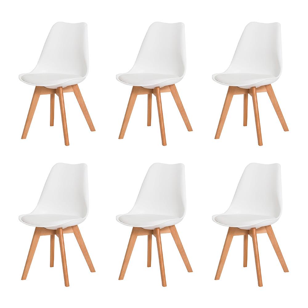 Kit 6 Cadeiras Eames Eiffel Wood Leda Saarinen Design Para Mesa De Jantar Sala Cozinha Escrivaninha