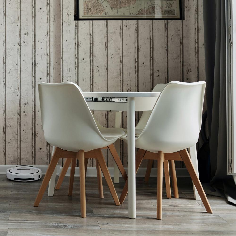 Kit 6 Cadeiras Eames Eiffel Wood Leda Saarinen Design Para Mesa De Jantar Sala Cozinha Escrivaninha