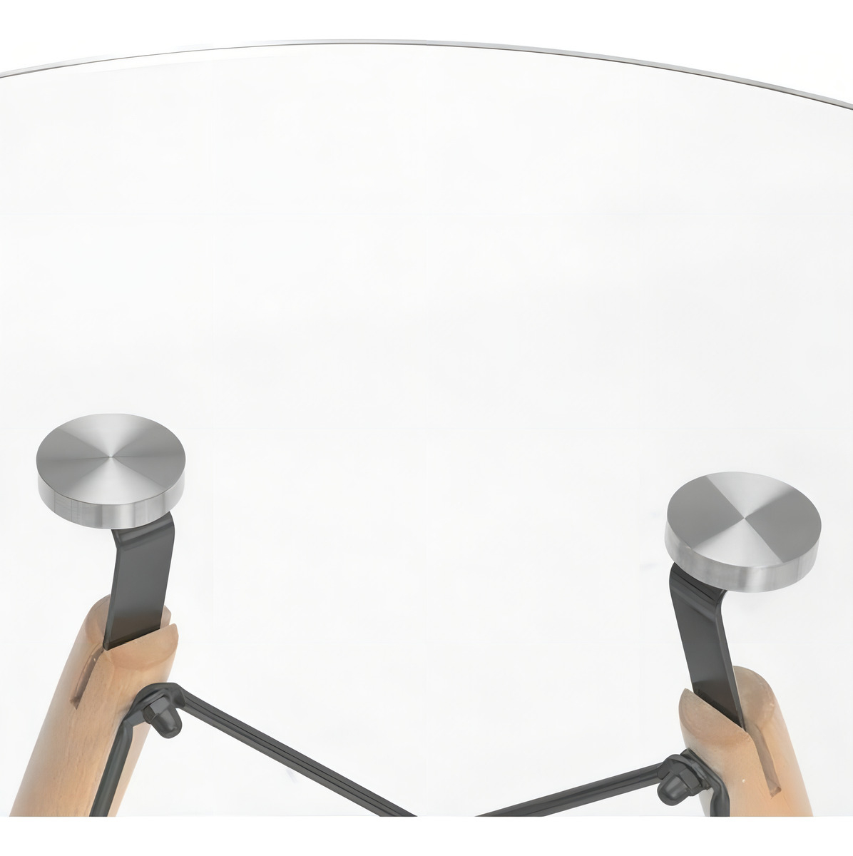Mesa Redonda Eiffel Eames Tampo Vidro Temperado 90cm Base Madeira Design Moderno