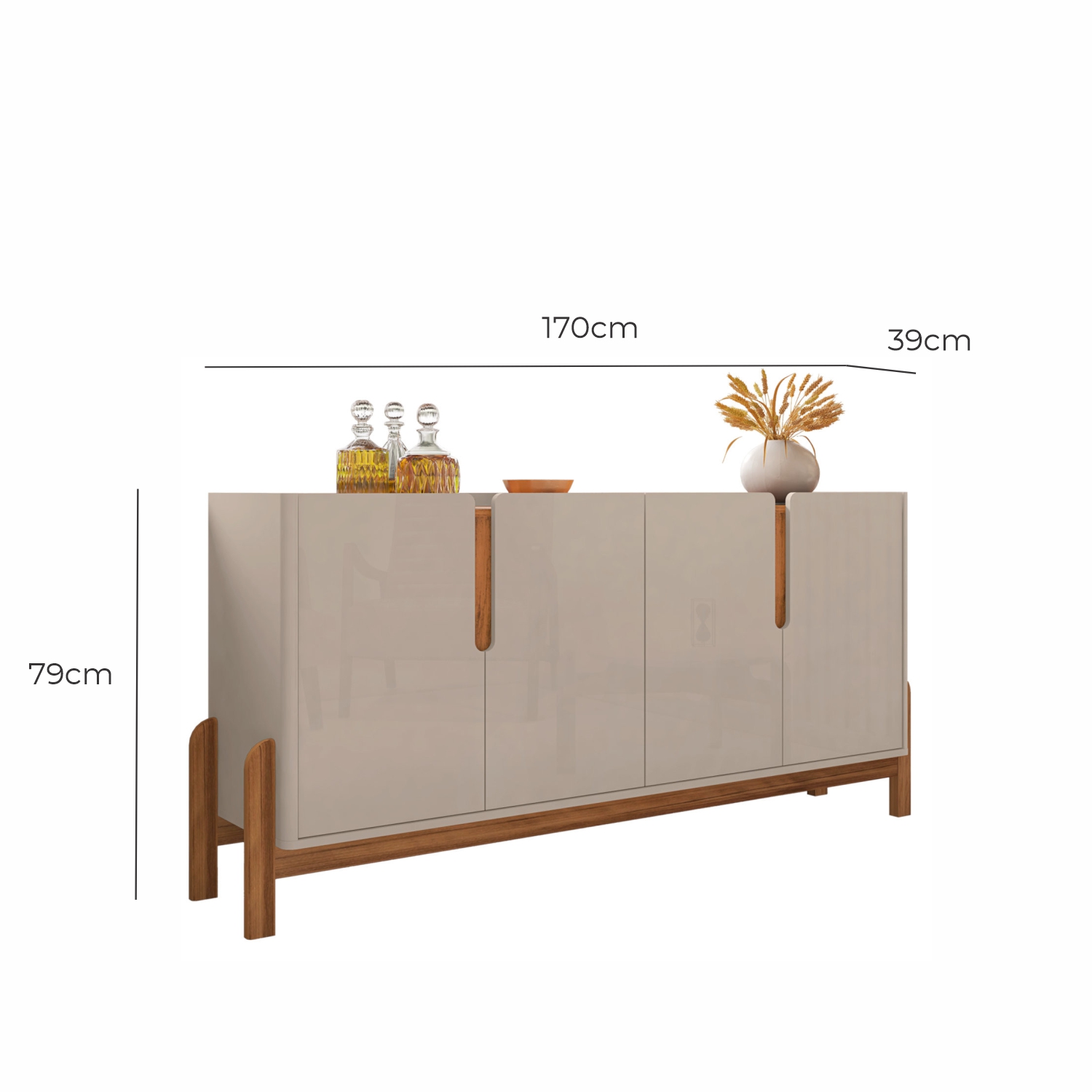 Aparador Buffet 4 Porta Niara Babus - Off White / Cedro