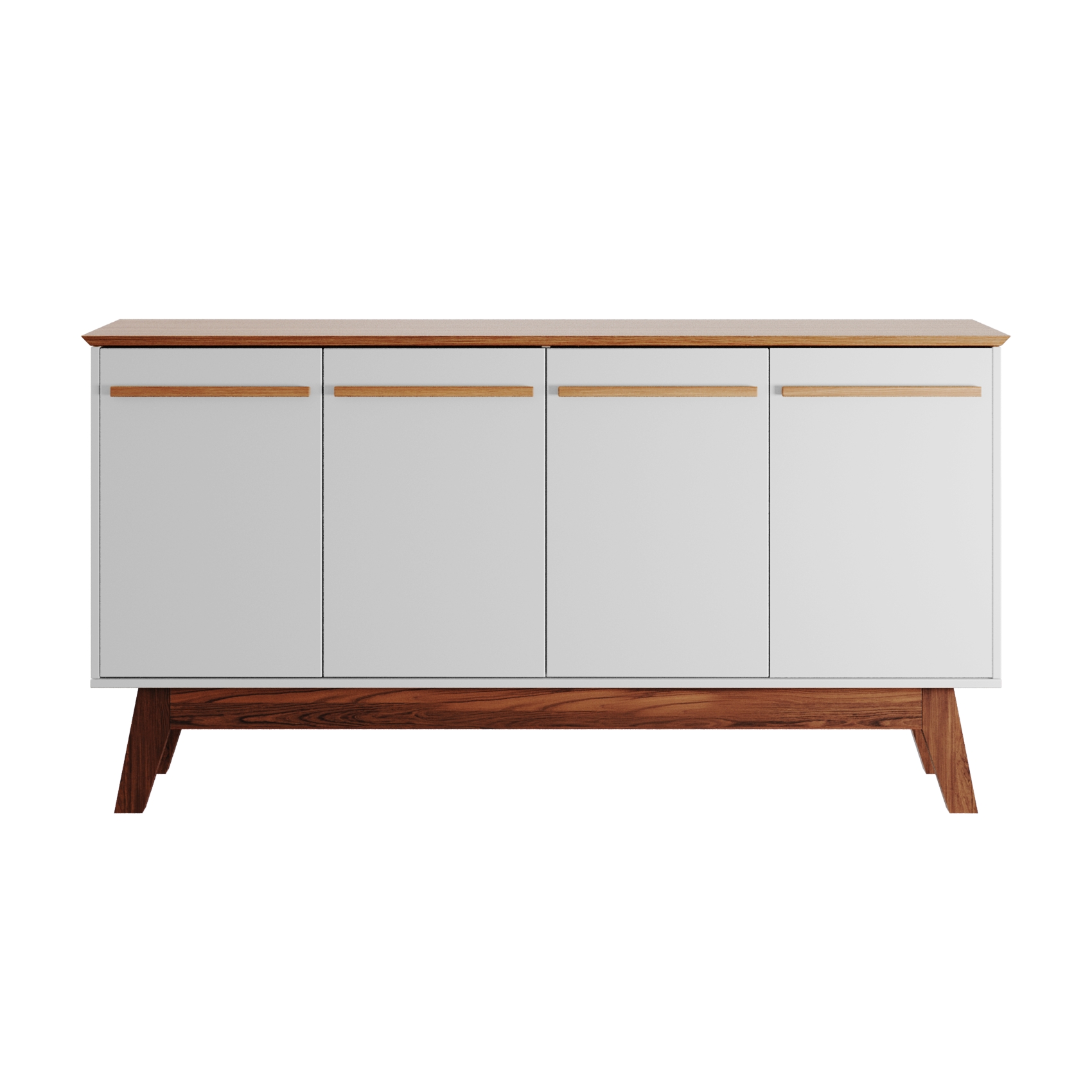 Aparador Buffet Atta Quatro Portas Com Pés de Madeira - Off White