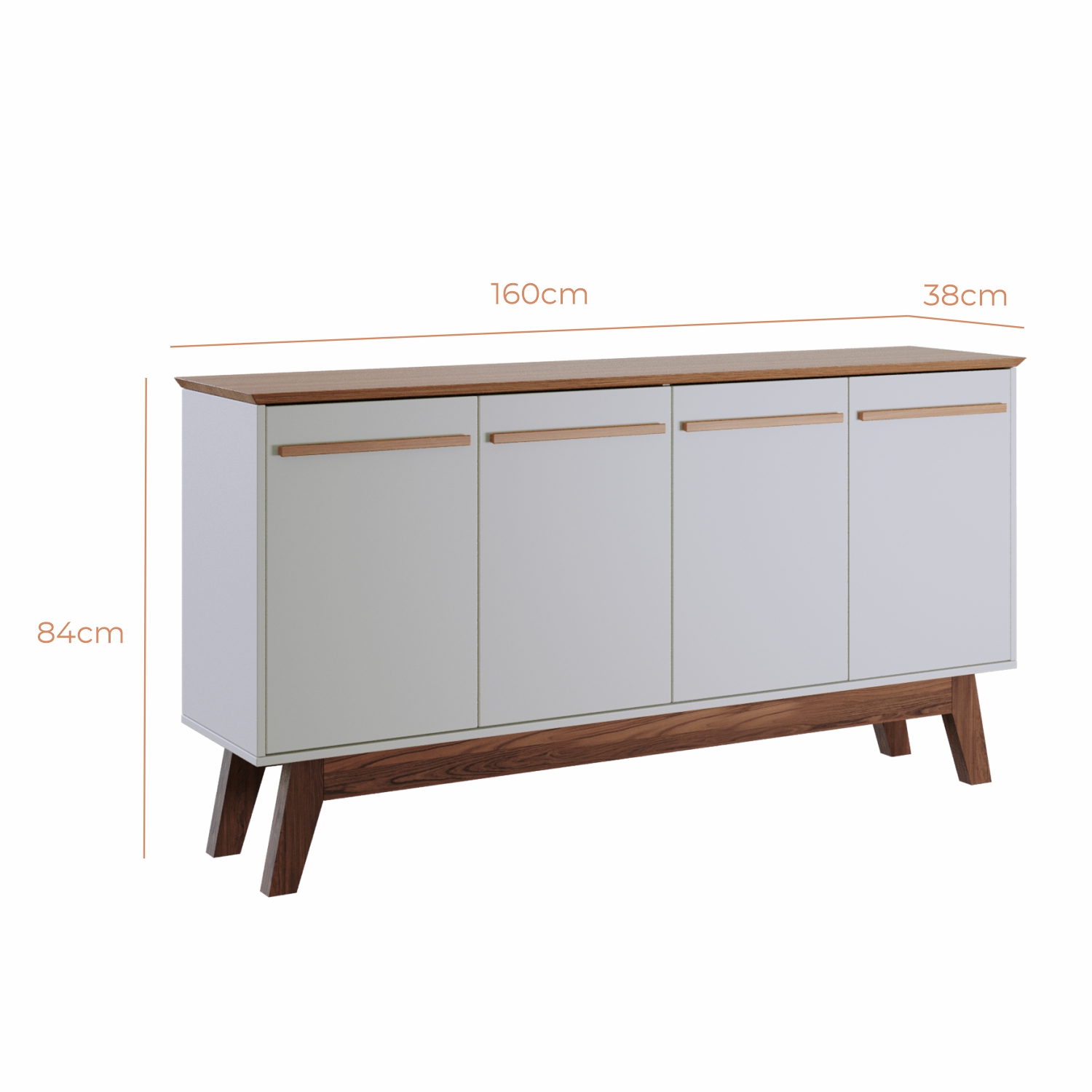 Aparador Buffet Atta Quatro Portas Com Pés de Madeira - Off White