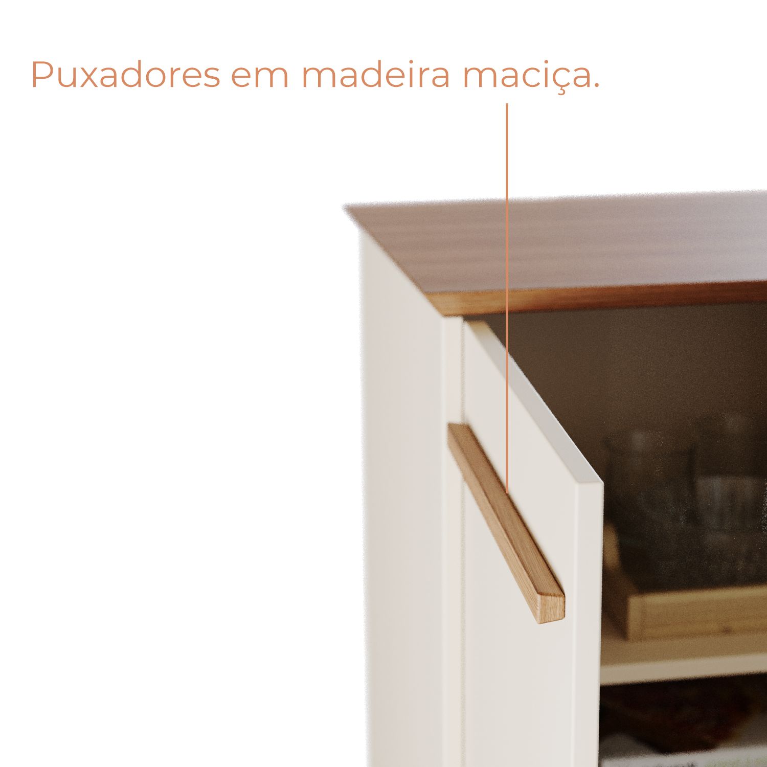 Aparador Buffet Atta Quatro Portas Com Pés de Madeira - Off White