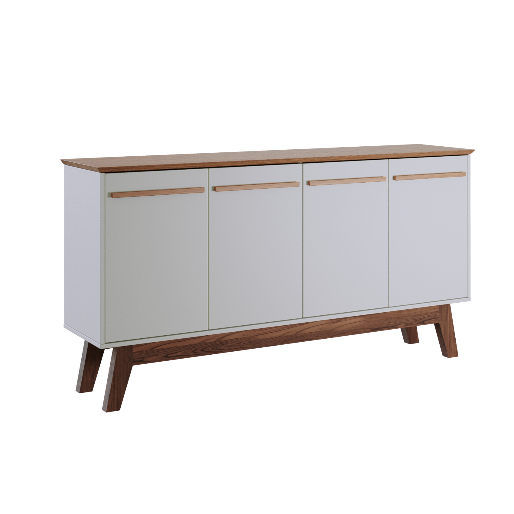 Aparador Buffet Atta Quatro Portas Com Pés de Madeira - Off White