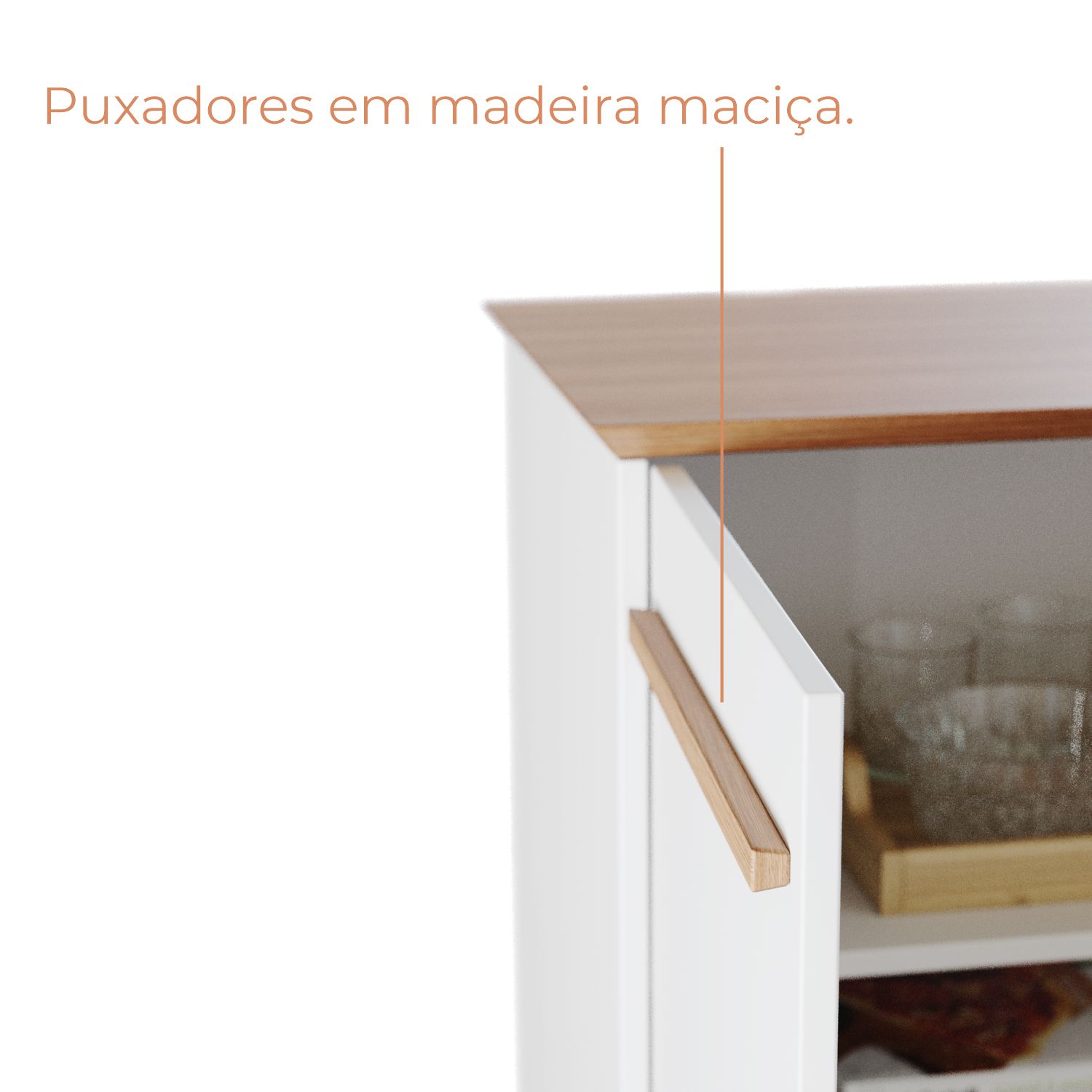 Aparador Buffet Babus Atta Quatro Portas Com Pés de Madeira - Branco