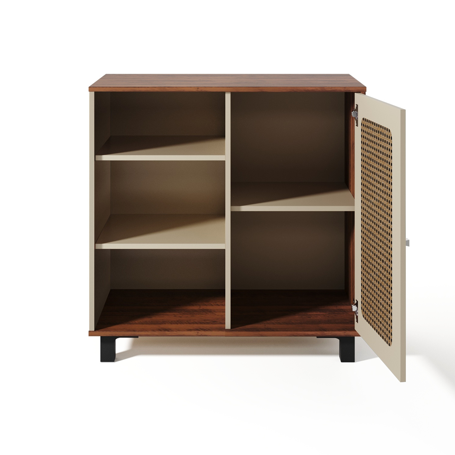 Aparador Buffet Sala Faenza 1 Porta e 6 Prateleiras - Pinho / Off White