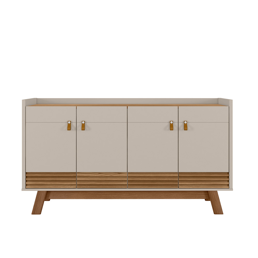 Buffet Aparador Aleppo 4  Portas Pés de Madeira Babus - Amendoa / Off White