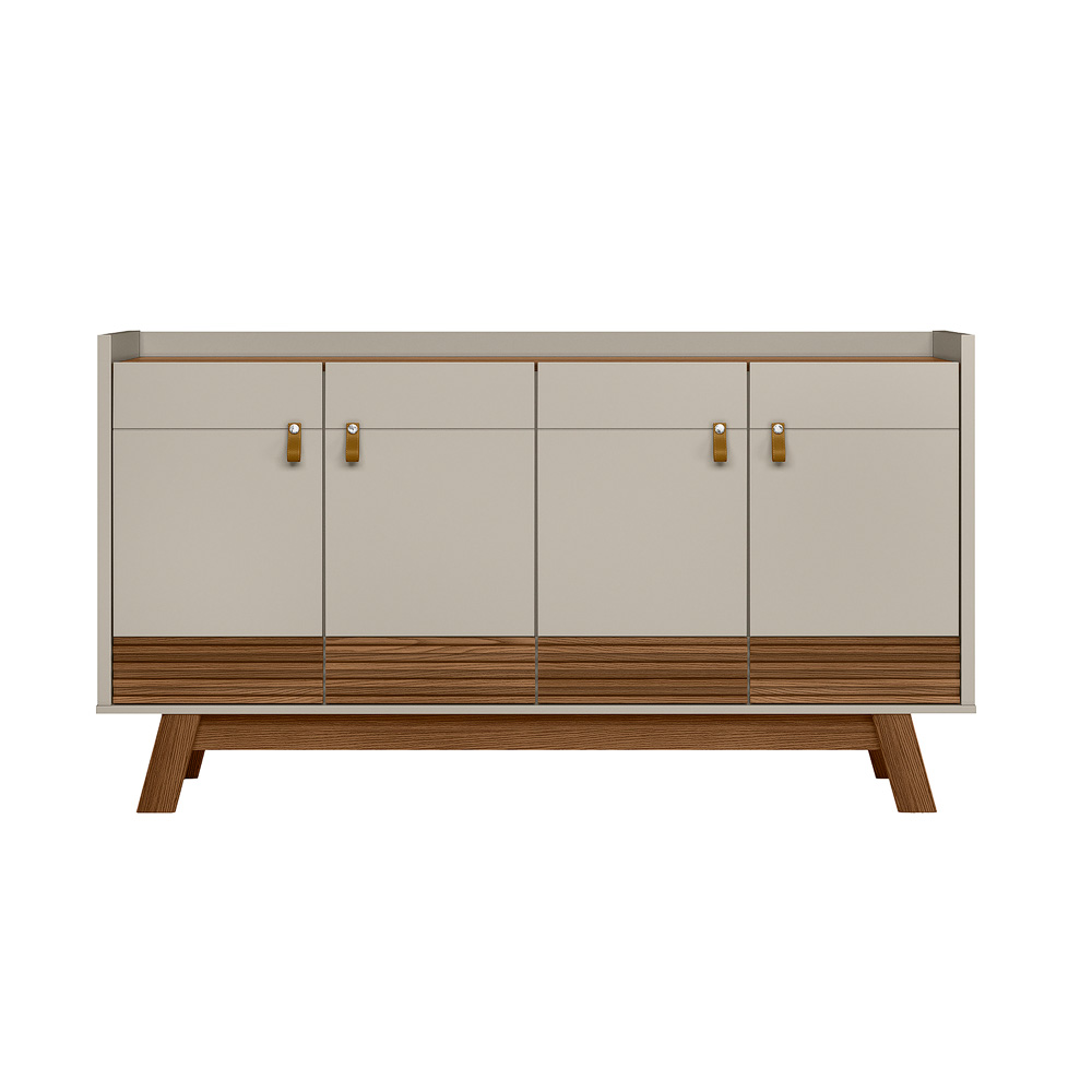 Buffet Aparador Aleppo 4  Portas Pés de Madeira Babus - Freijó / Off White