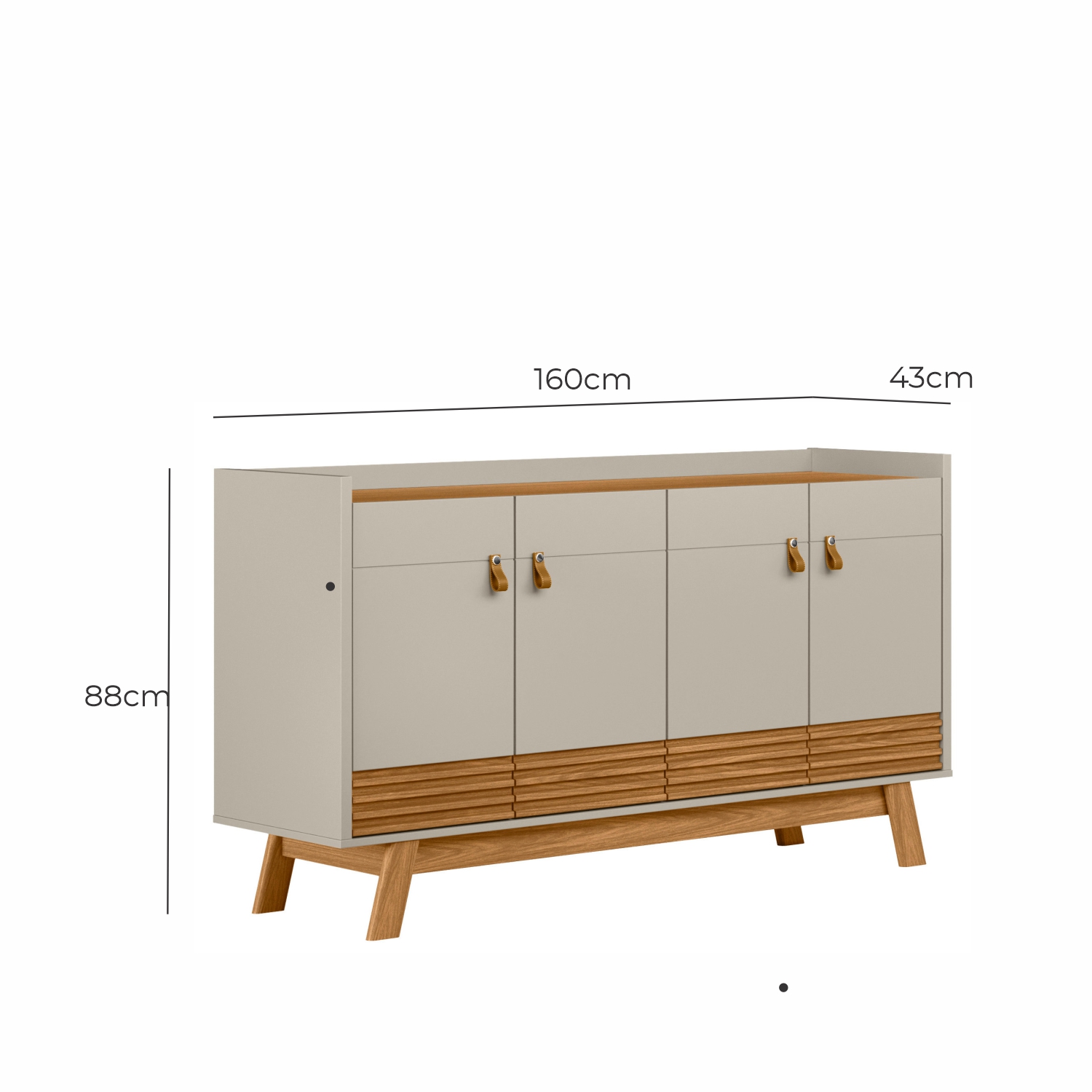 Buffet Aparador Aleppo 4  Portas Pés de Madeira Babus - Nature / Off White
