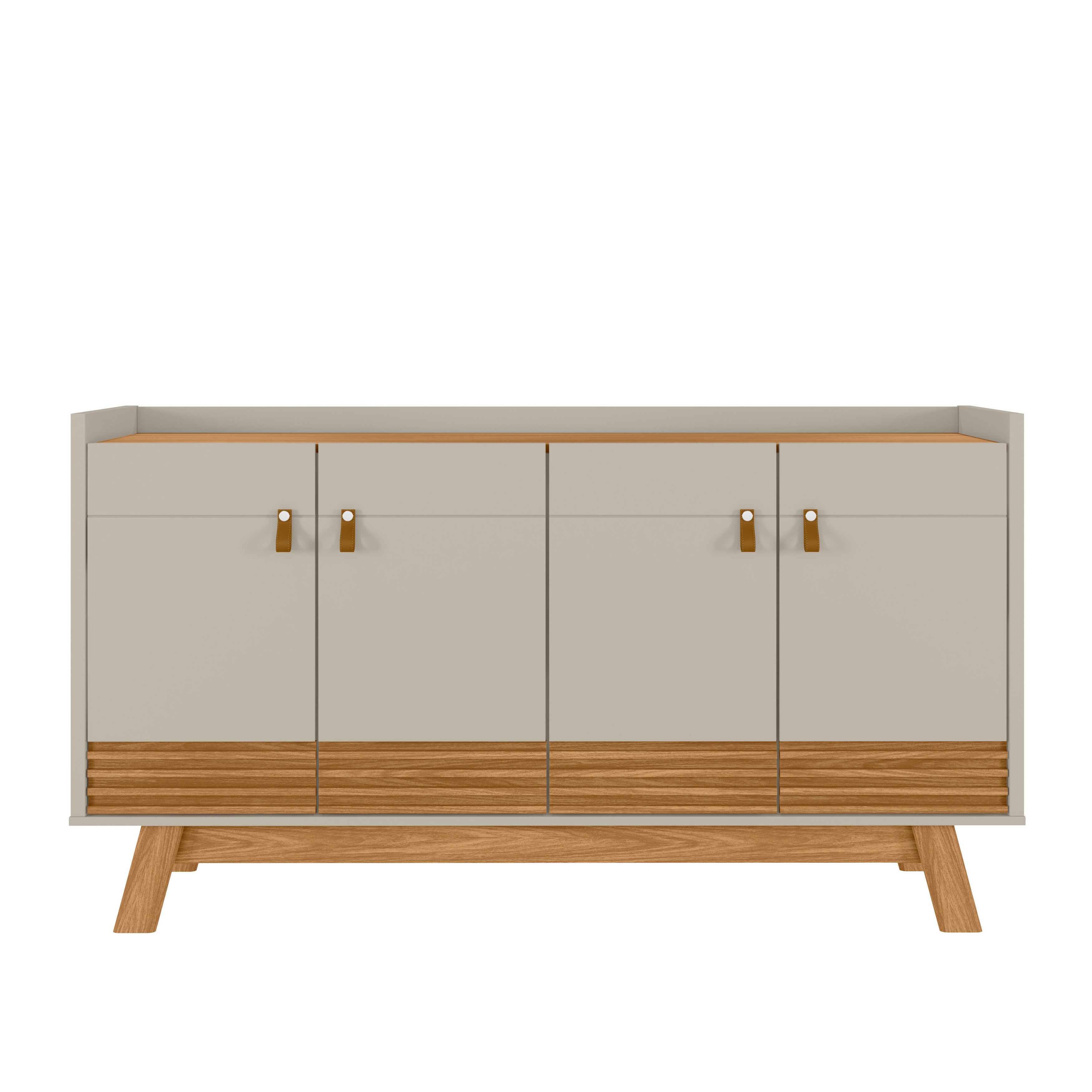 Buffet Aparador Aleppo 4  Portas Pés de Madeira Babus - Nature / Off White