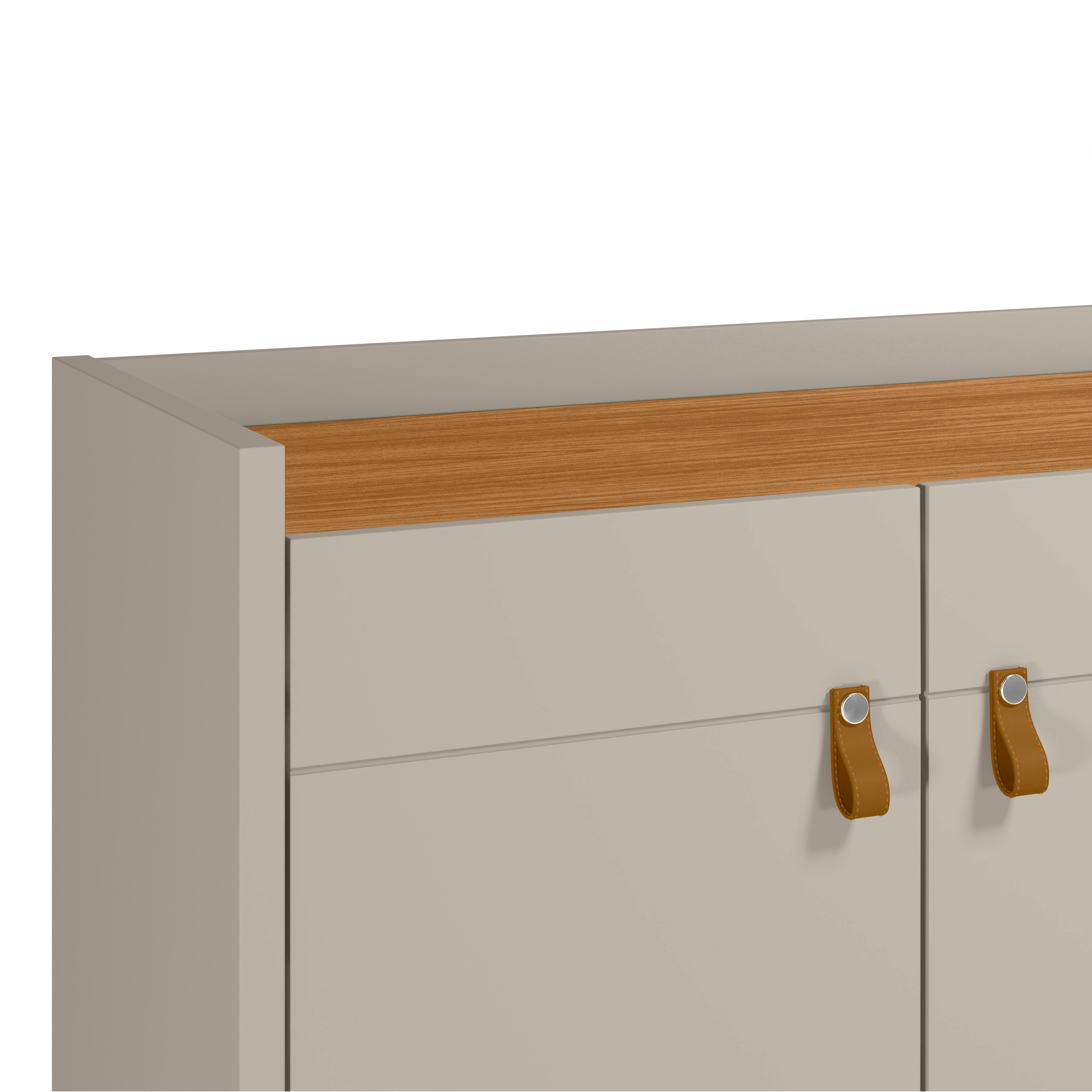 Buffet Aparador Aleppo 4  Portas Pés de Madeira Babus - Nature / Off White