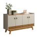 Buffet Aparador Aleppo 4  Portas Pés de Madeira Babus - Nature / Off White