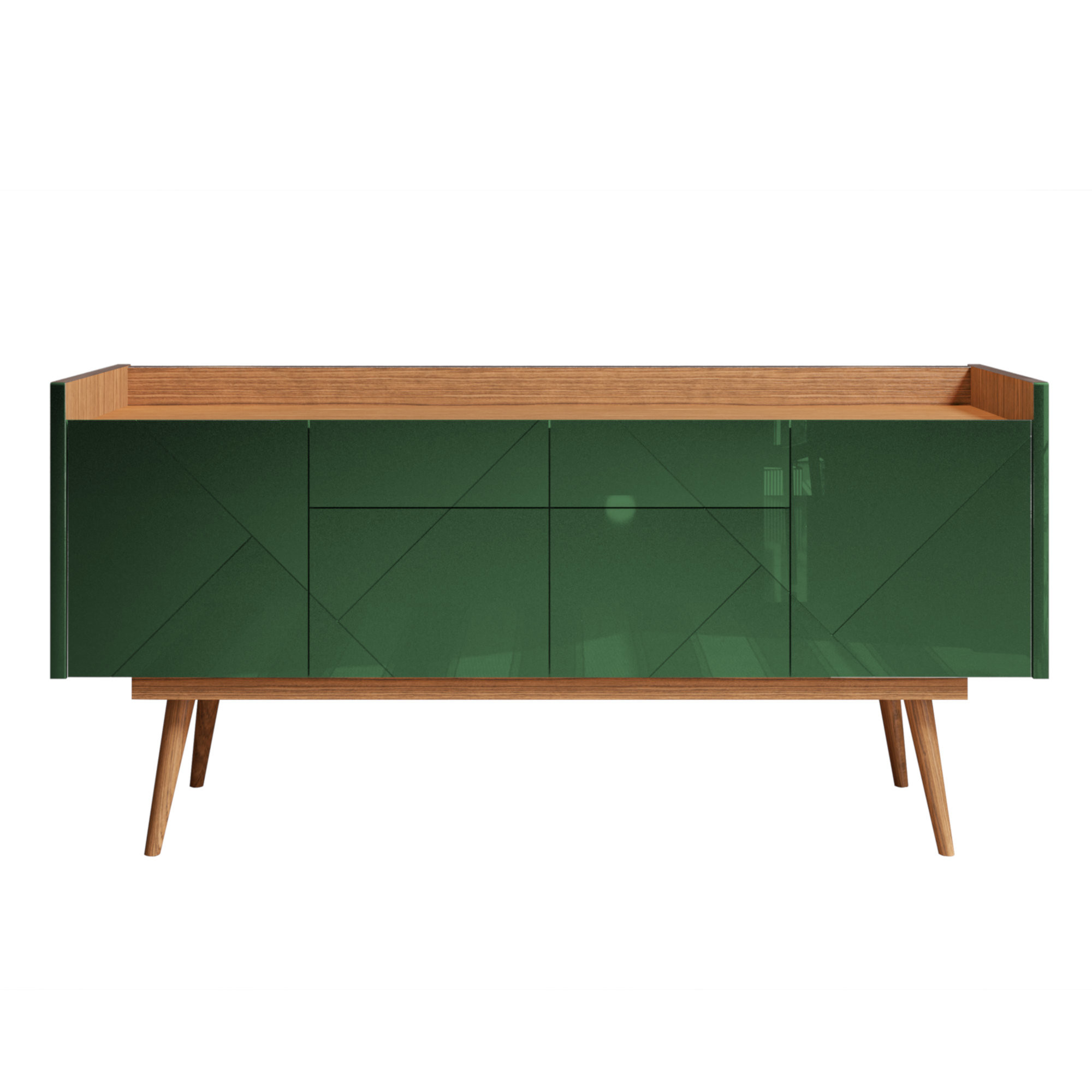 Buffet Aparador Lago 4 Portas 2 Gavetas Babus -  Cedro / Verde Oliva